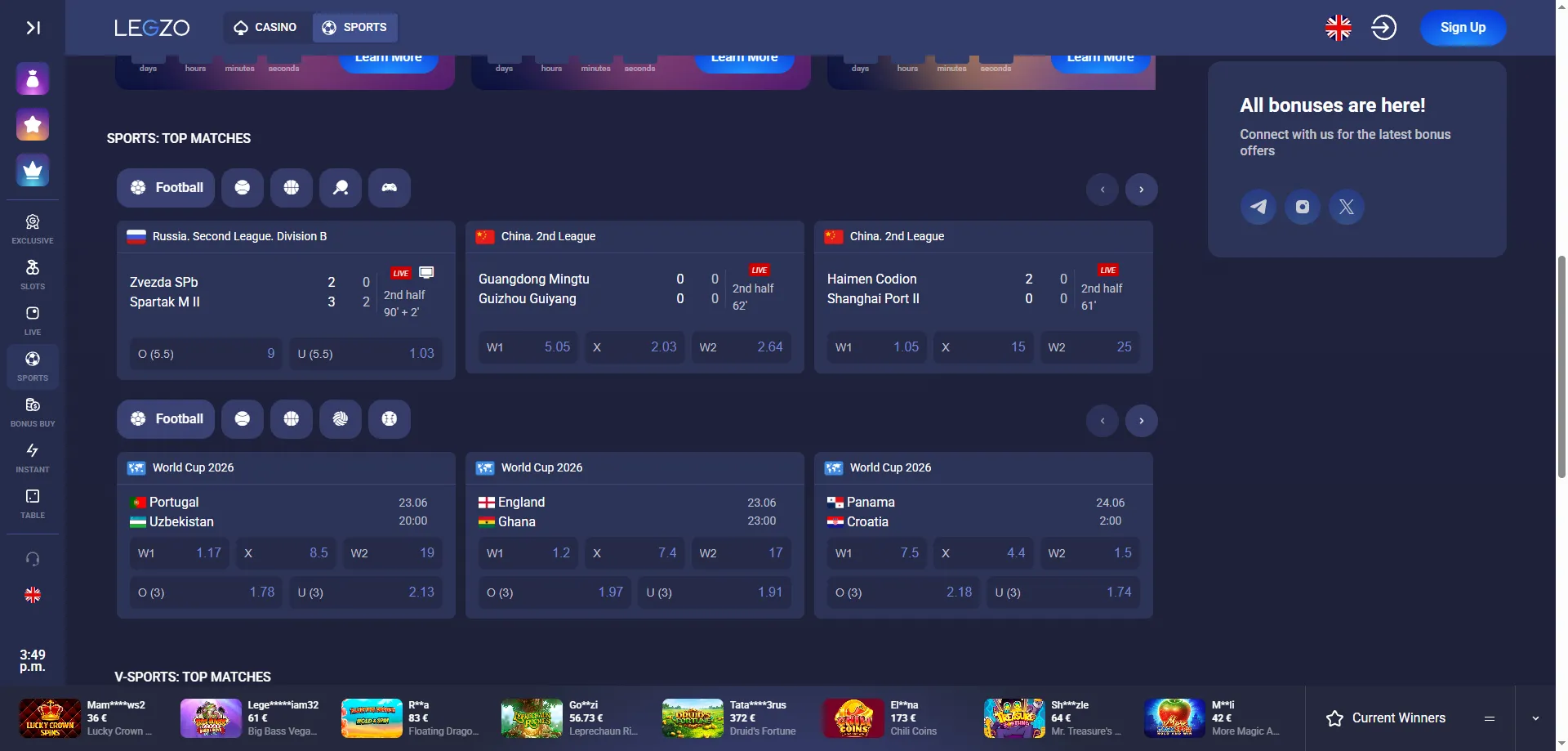 Legzo Casino spordipanused ja ennustused Eesti m&auml;ngijatele