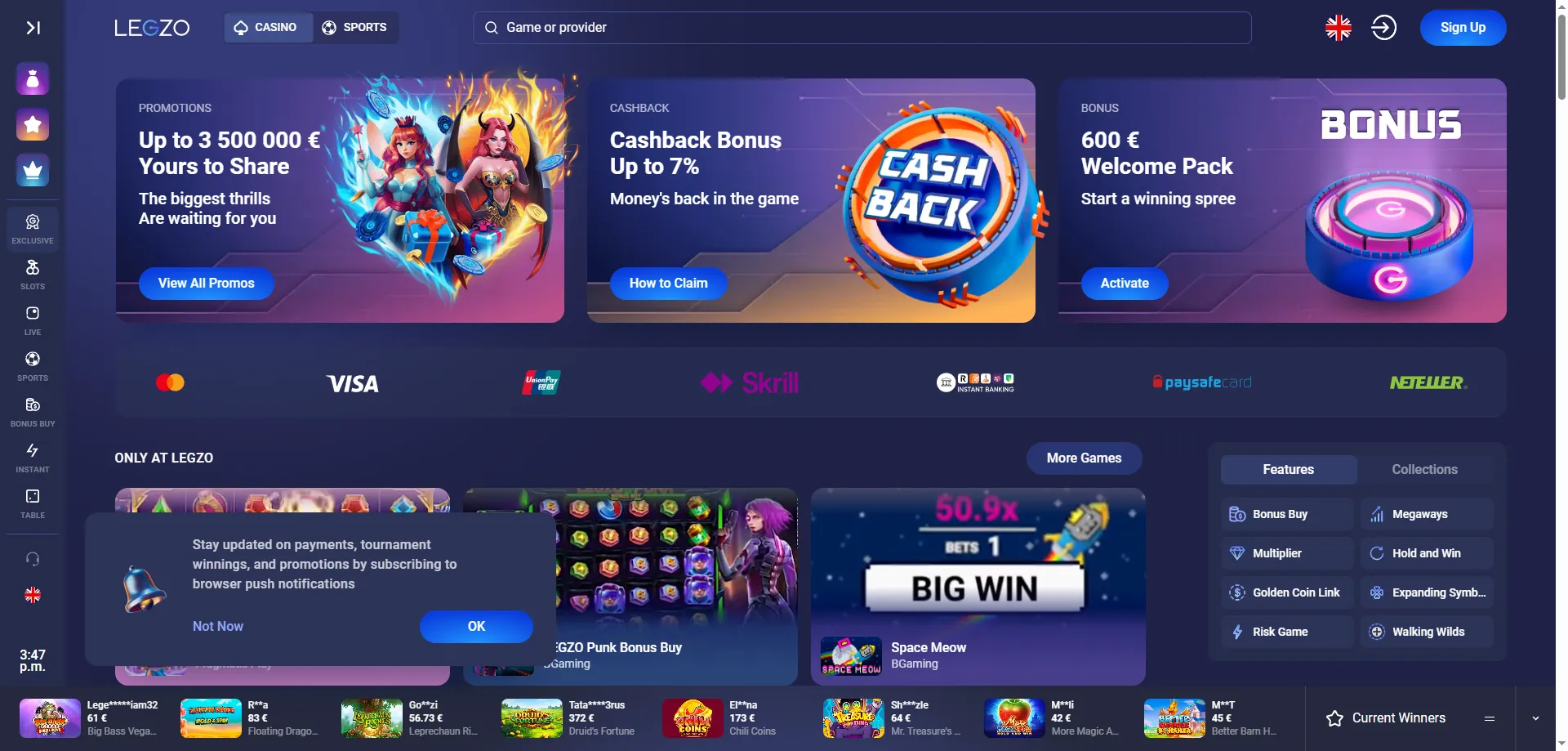 Legzo Casino Eesti m&auml;ngijatele &mdash; sobivus ja anal&uuml;&uuml;s 2026